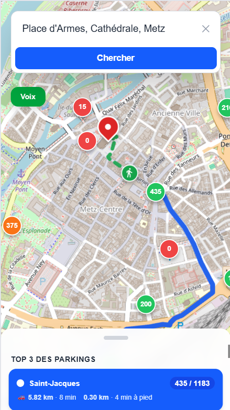 Capture d'écran de l'application Parkings Metz
